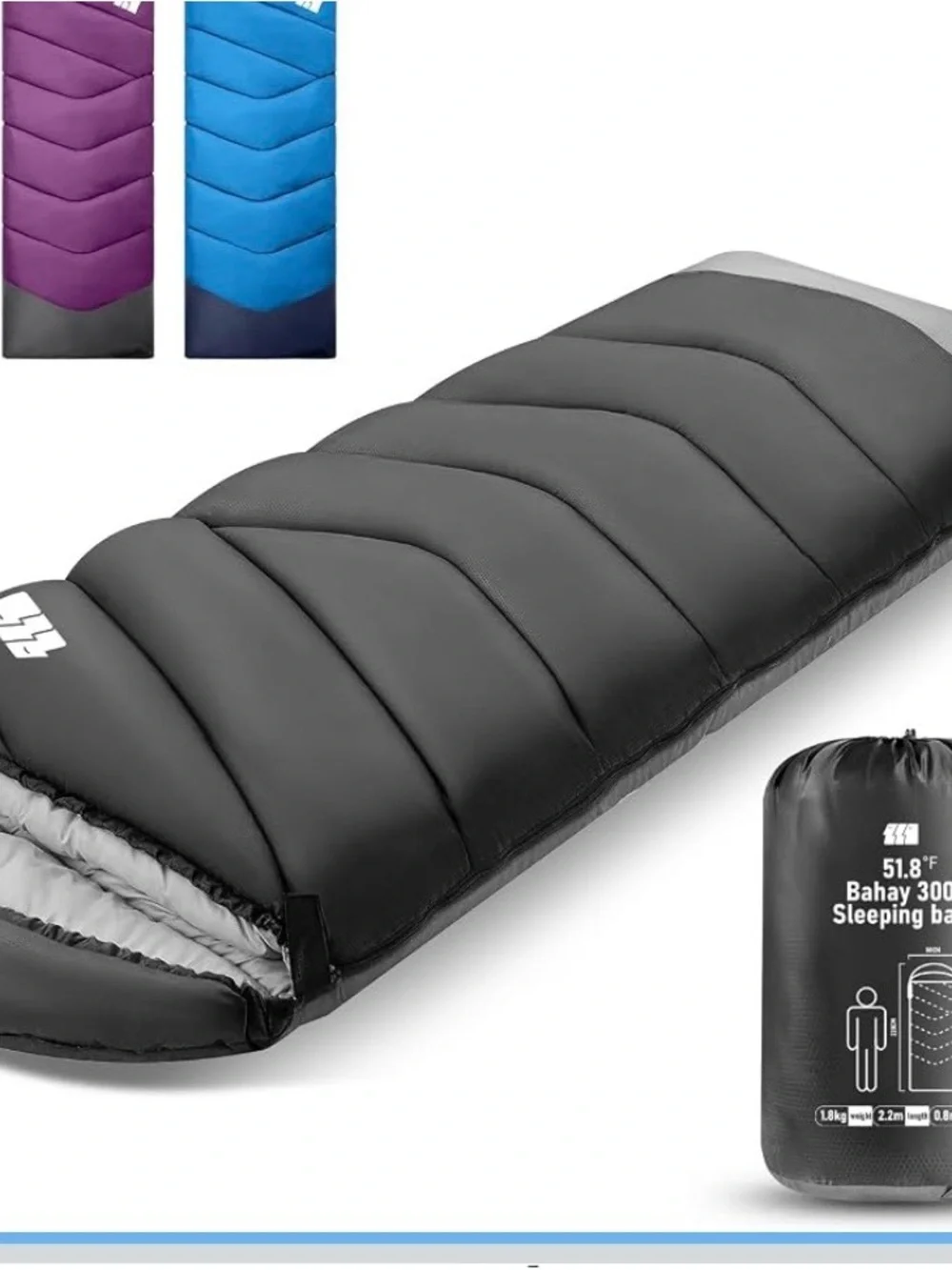 Black Insulated Sleeping Bag - Black